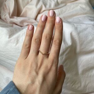 Elegant Rose Gold Beaded Pandora Wishbone Ring